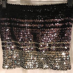 Vtg Sequin Tube Top Ombre Black Lavender Silver M